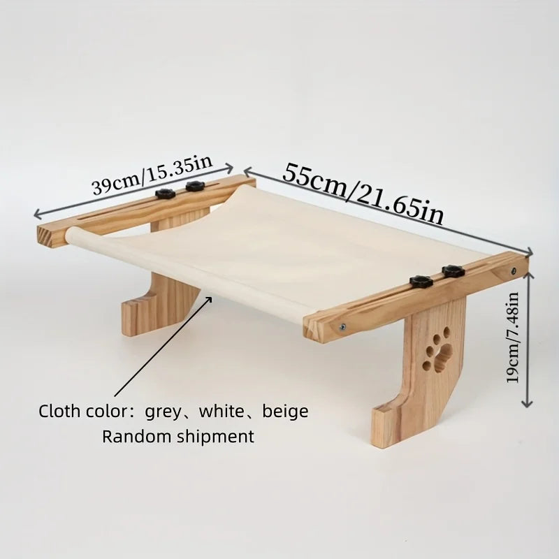 Wooden Cat Window Perch | Cozy Window Hammock for Indoor Cats