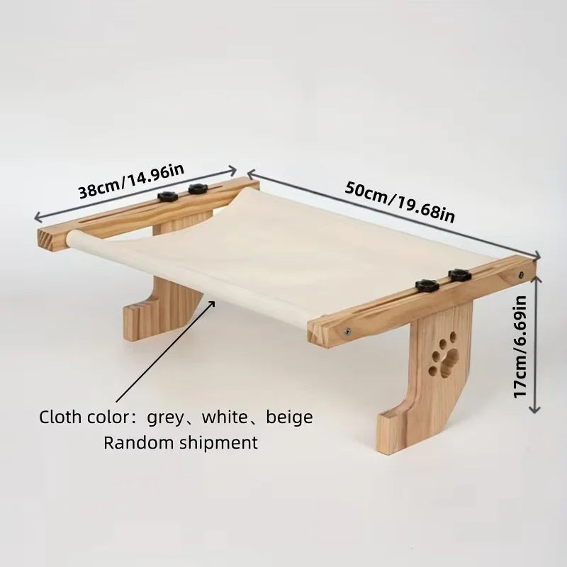 Wooden Cat Window Perch | Cozy Window Hammock for Indoor Cats