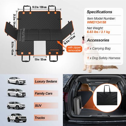 Hard Bottom Dog Car Seat Cover with Seat Extender