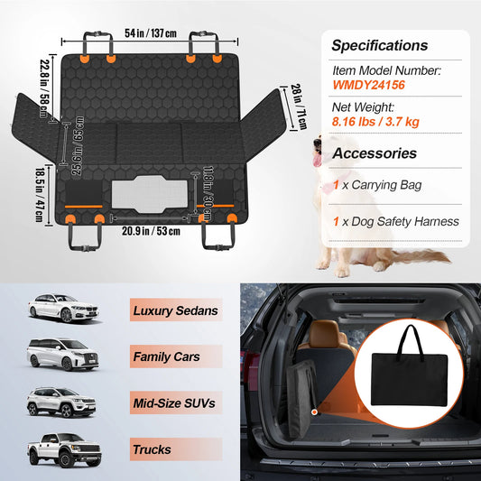 Hard Bottom Dog Car Seat Cover with Seat Extender