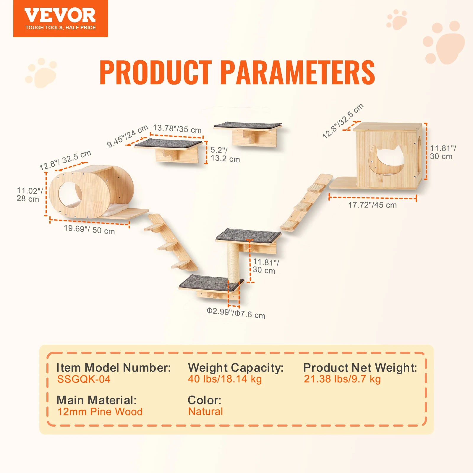 Modern Cat Wall Shelves Set | Wall-Mounted Cat Climbing System