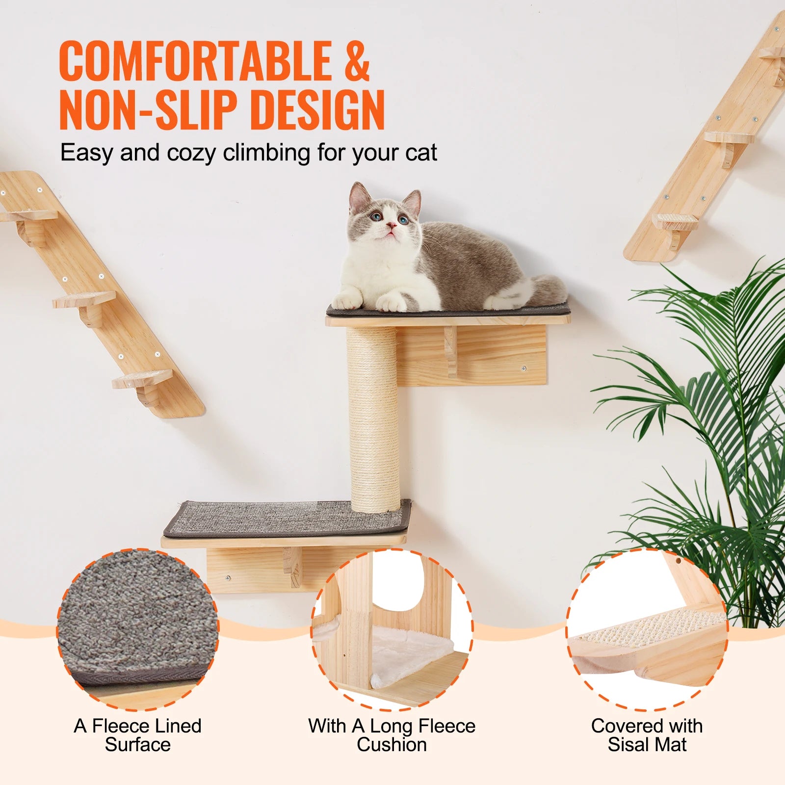 Modern Cat Wall Shelves Set | Wall-Mounted Cat Climbing System
