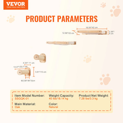 Modern Cat Wall Shelves Set | Wall-Mounted Cat Climbing System