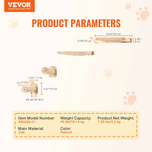 Modern Cat Wall Shelves Set | Wall-Mounted Cat Climbing System